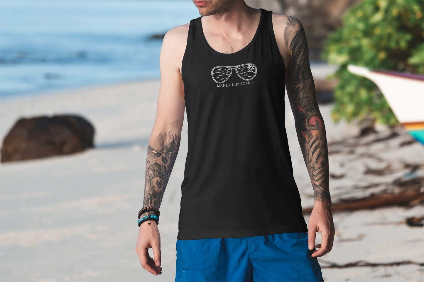 Men's Manly Logo Tank (Dark Colours)